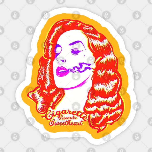 Cigarette Sweetheart Records - Bombshell print Sticker by stuffbyskelface